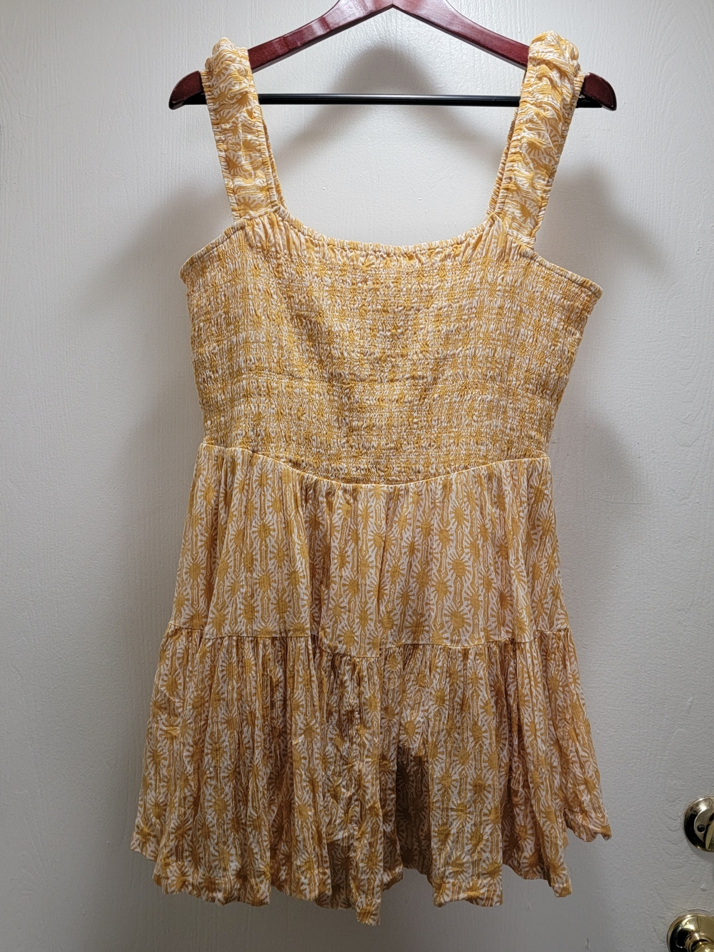 Free People Yellow Floral Smocked Sundress